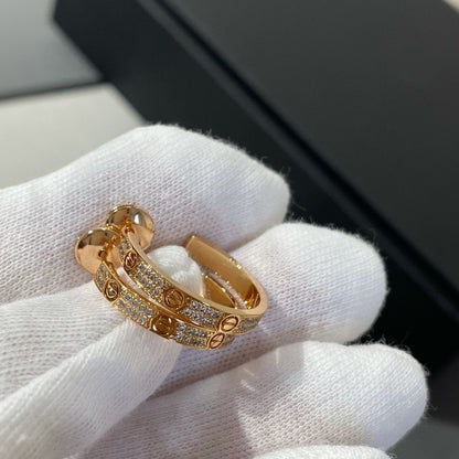 [⭐Seralia]LOVE DIAMOND PINK GOLD HOOP EARRINGS