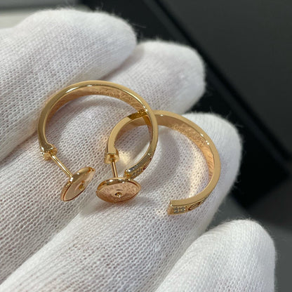 [⭐Seralia]LOVE DIAMOND PINK GOLD HOOP EARRINGS