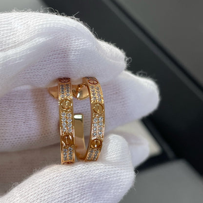 [⭐Seralia]LOVE DIAMOND PINK GOLD HOOP EARRINGS