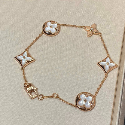[⭐Seralia]STAR AND SUN 5 MOTIF MOP PINK GOLD BRACELET