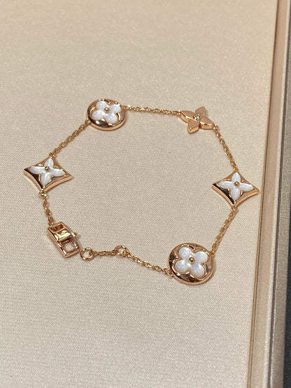 [⭐Seralia]STAR AND SUN 5 MOTIF MOP PINK GOLD BRACELET