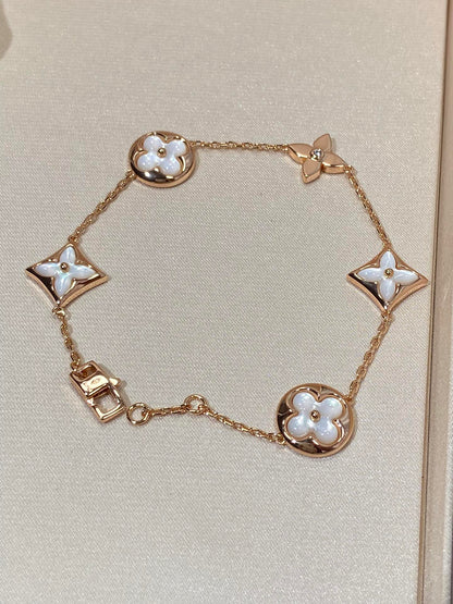 [⭐Seralia]STAR AND SUN 5 MOTIF MOP PINK GOLD BRACELET