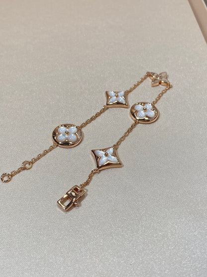 [⭐Seralia]STAR AND SUN 5 MOTIF MOP PINK GOLD BRACELET