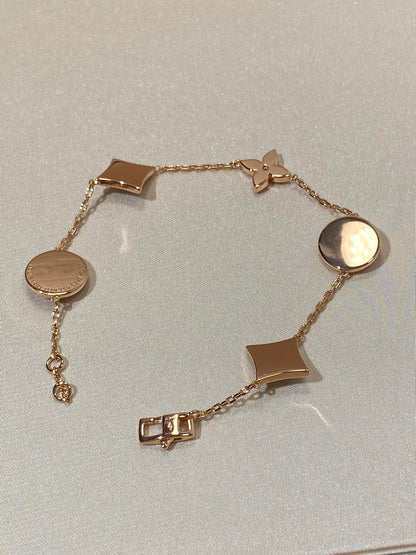 [⭐Seralia]STAR AND SUN 5 MOTIF MOP PINK GOLD BRACELET