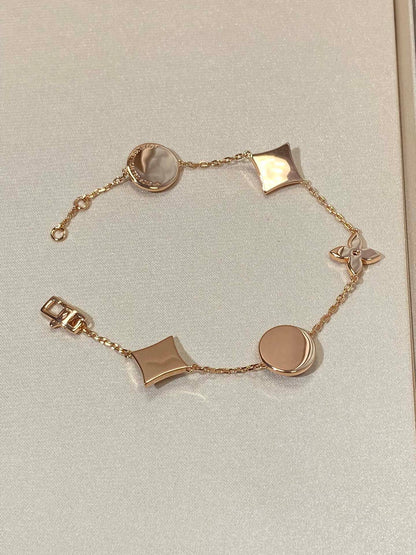 [⭐Seralia]STAR AND SUN 5 MOTIF MOP PINK GOLD BRACELET