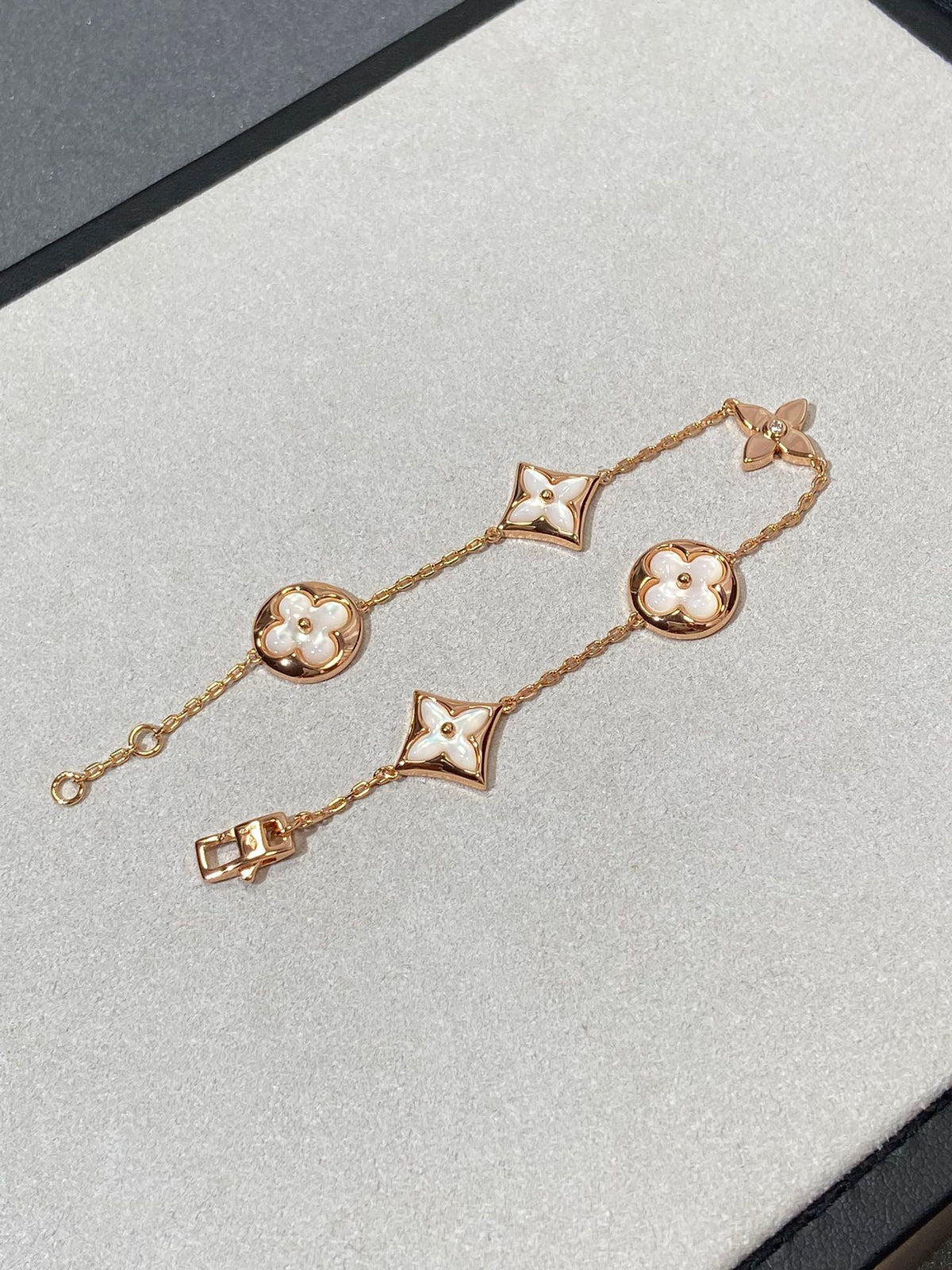 [⭐Seralia]STAR AND SUN 5 MOTIF MOP PINK GOLD BRACELET