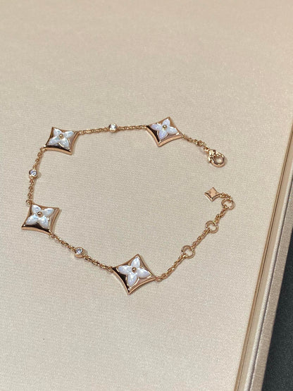 [⭐Seralia]STAR 4 MOTIF MOP DIAMOND PINK GOLD BRACELET