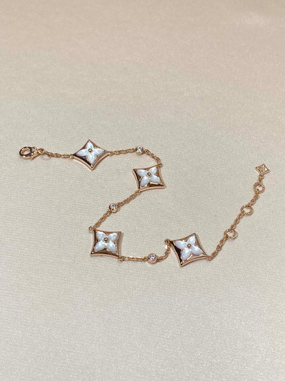 [⭐Seralia]STAR 4 MOTIF MOP DIAMOND PINK GOLD BRACELET