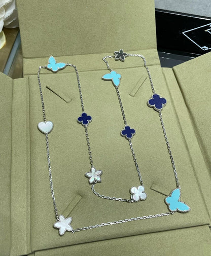 [⭐Seralia]LUCKY CLOVER SILVER 11 MOTIF NECKLACE
