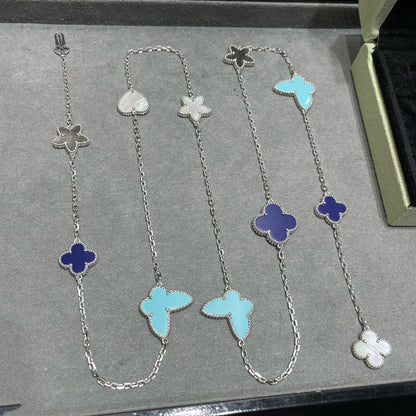 [⭐Seralia]LUCKY CLOVER SILVER 11 MOTIF NECKLACE