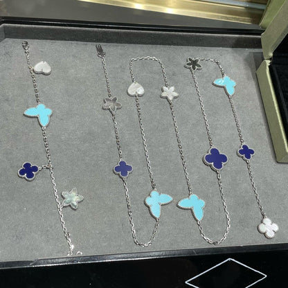 [⭐Seralia]LUCKY CLOVER SILVER 11 MOTIF NECKLACE