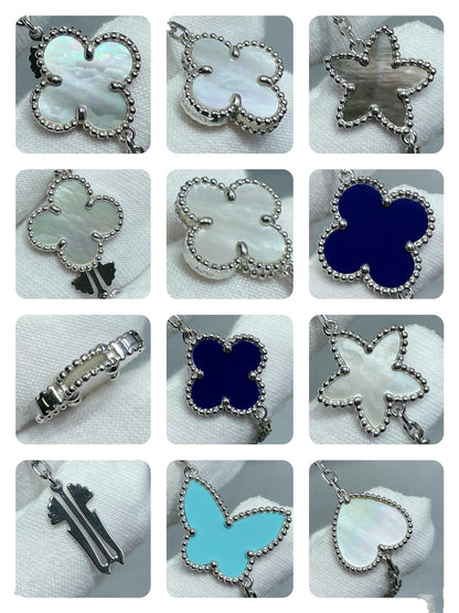 [⭐Seralia]LUCKY CLOVER SILVER 11 MOTIF NECKLACE