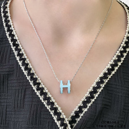 [⭐Seralia]POP H SKY BLUE NECKLACE
