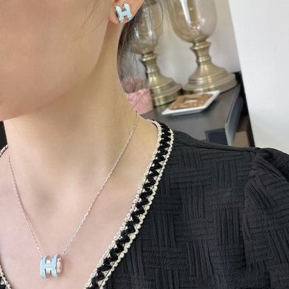 [⭐Seralia]POP H SKY BLUE NECKLACE
