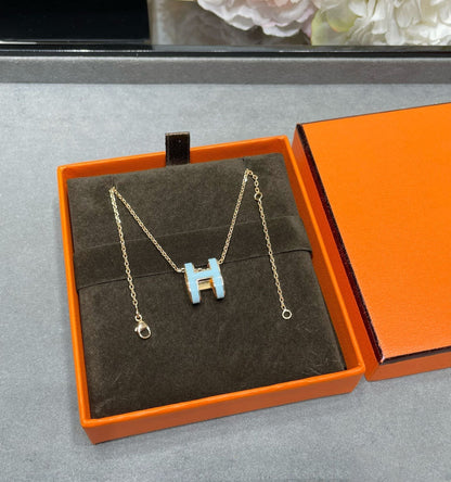 [⭐Seralia]POP H SKY BLUE NECKLACE