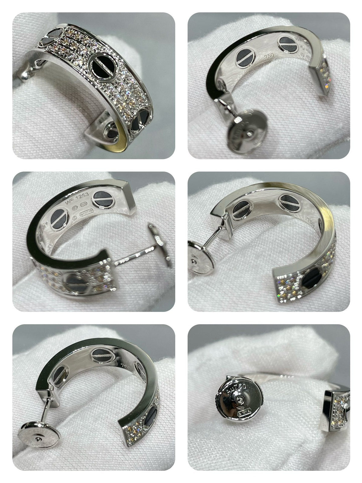 [⭐Seralia]LOVE CERAMIC DIAMOND PAVED SILVER EARRINGS