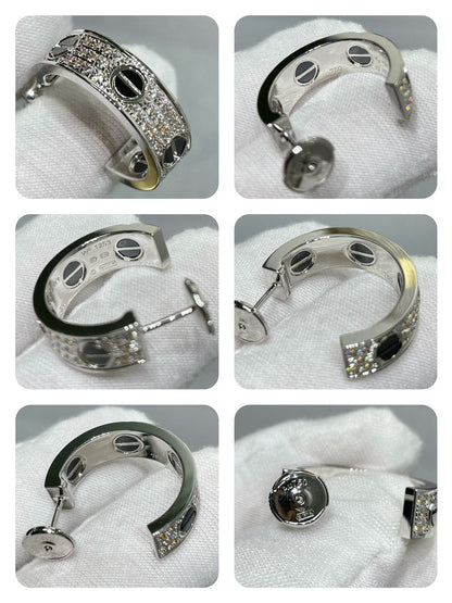 [⭐Seralia]LOVE CERAMIC DIAMOND PAVED SILVER EARRINGS