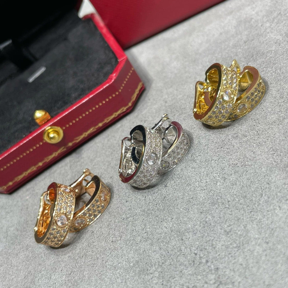 [⭐Seralia]LOVE 5.5MM DIAMOND PAVED EARRINGS