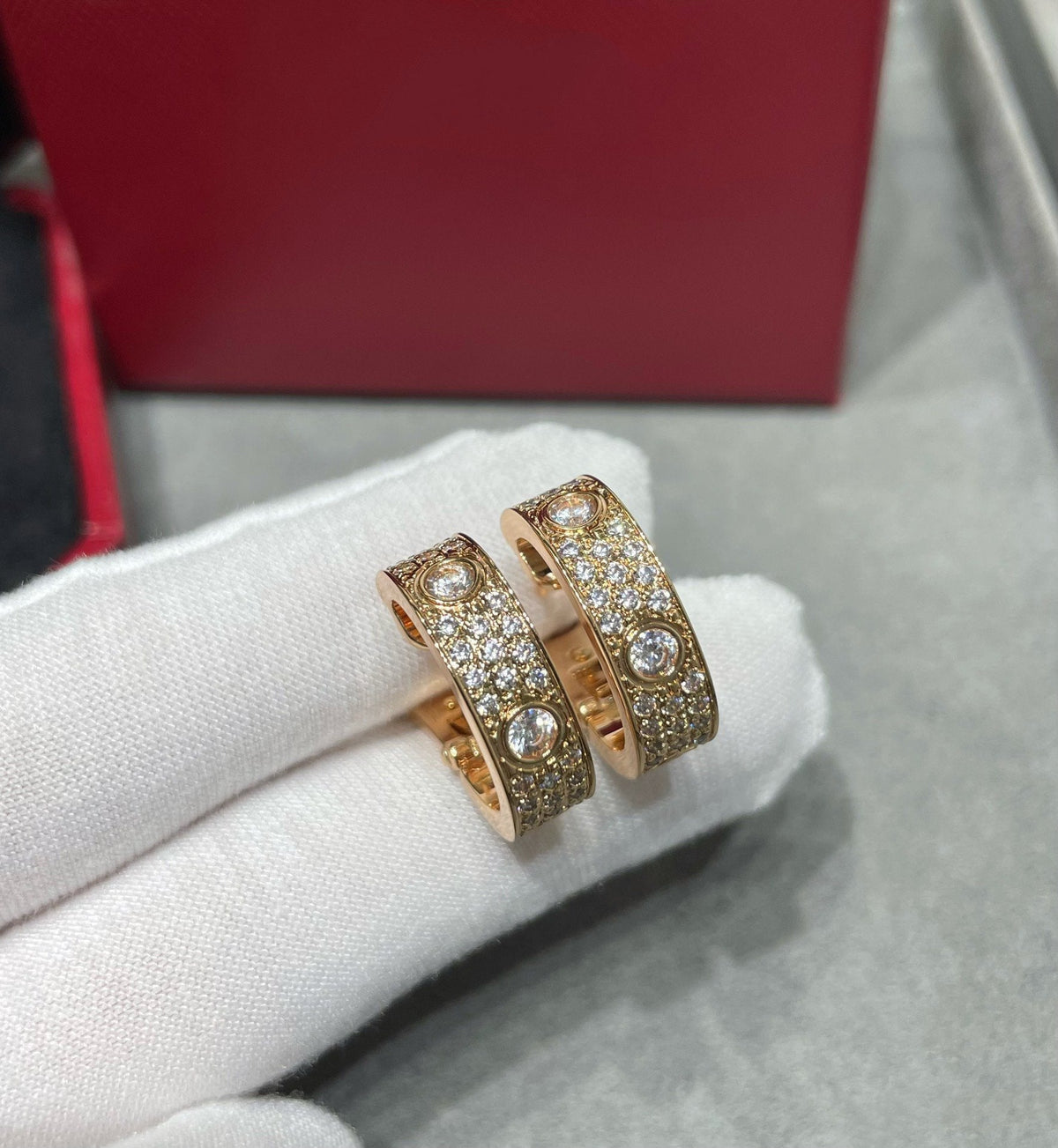 [⭐Seralia]LOVE 5.5MM DIAMOND PAVED EARRINGS