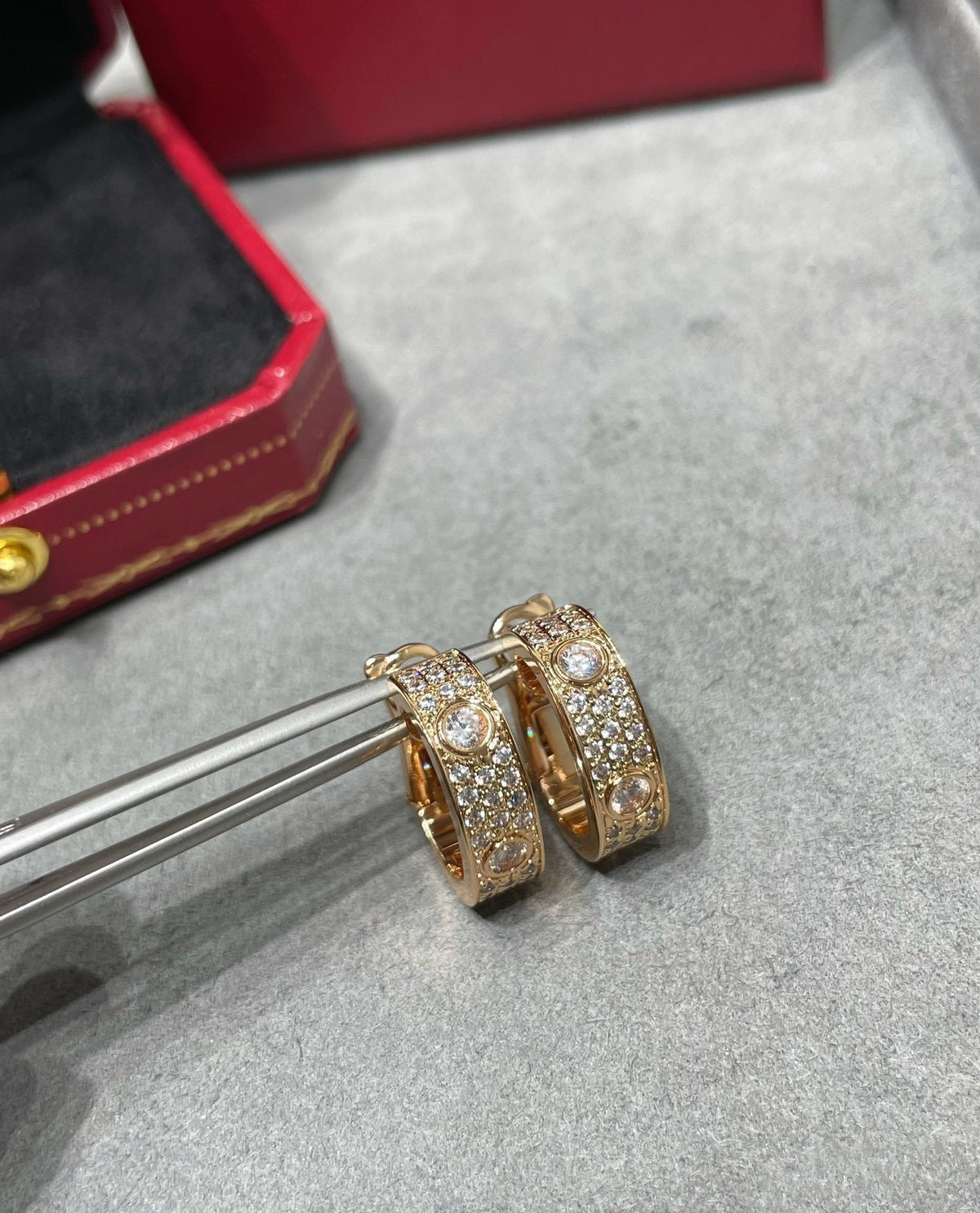 [⭐Seralia]LOVE 5.5MM DIAMOND PAVED EARRINGS