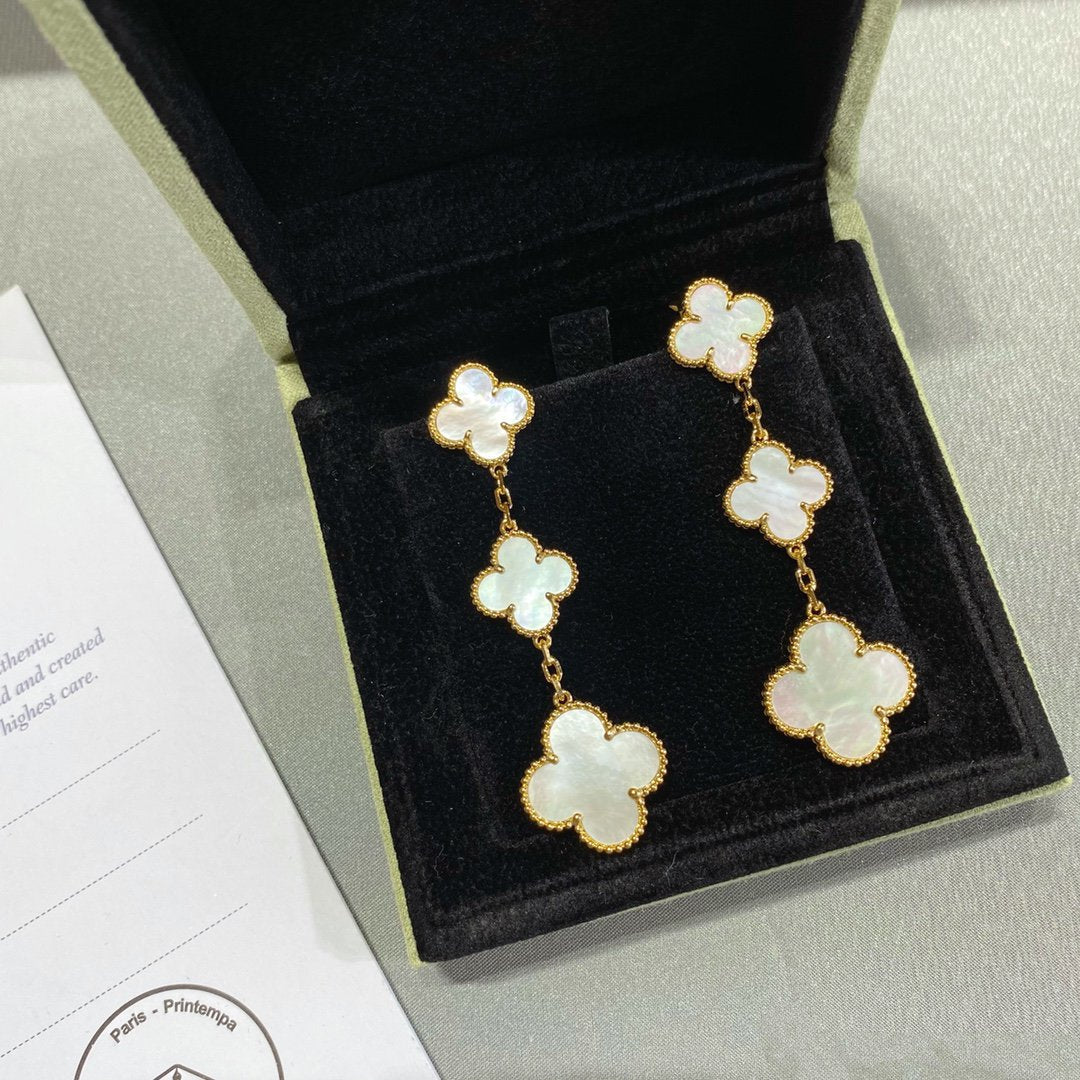 [⭐Seralia]CLOVER MOP 3 MOTIFS GOLD EARRINGS