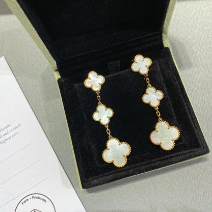 [⭐Seralia]CLOVER MOP 3 MOTIFS GOLD EARRINGS