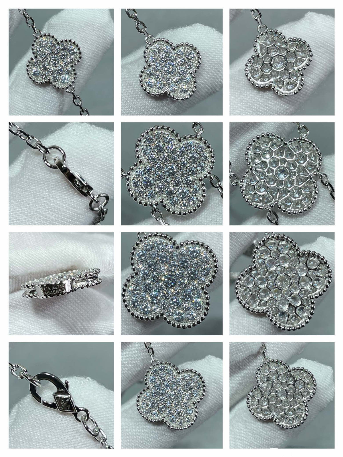 [⭐Seralia]CLOVER 6 MOTIF DIAMOND PAVED NECKLACE