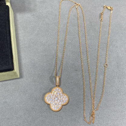 [⭐Seralia]CLOVER 25MM LARGE PEDANT DIAMOND PAVED LONG NECKLACE