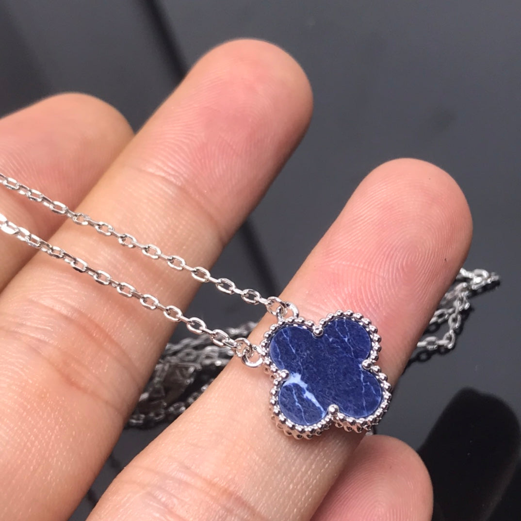 [⭐Seralia]CLOVER PIETERSITE SILVER LONG NECKLACE