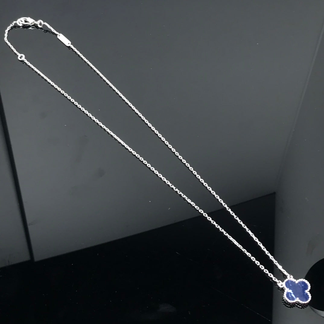 [⭐Seralia]CLOVER PIETERSITE SILVER LONG NECKLACE