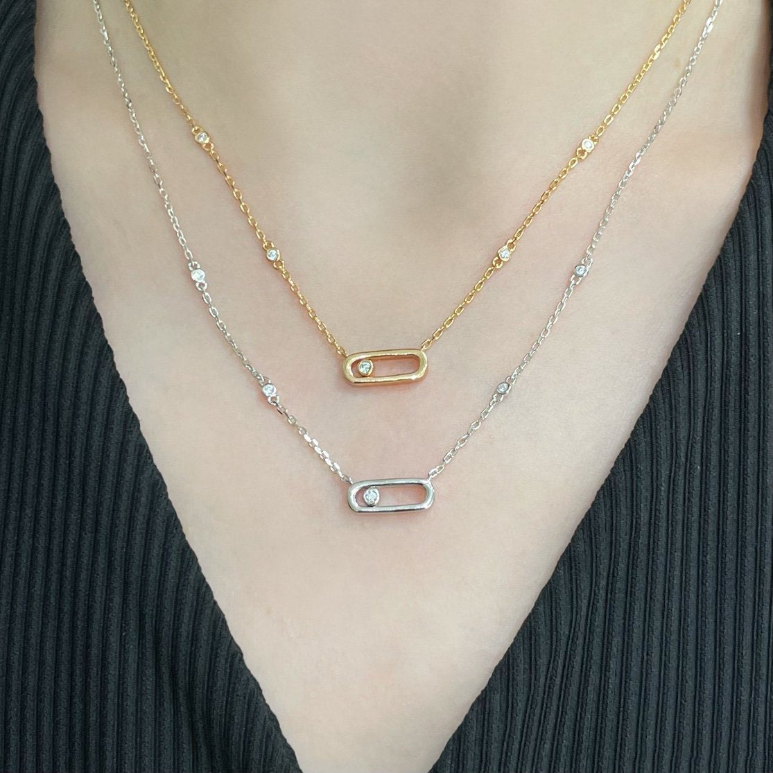 [⭐Seralia]MOVE UNO DIAMOND NECKLACE