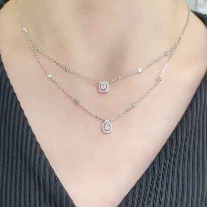 [⭐Seralia]MY TWIN 2 ROW DIAMOND NECKLACE
