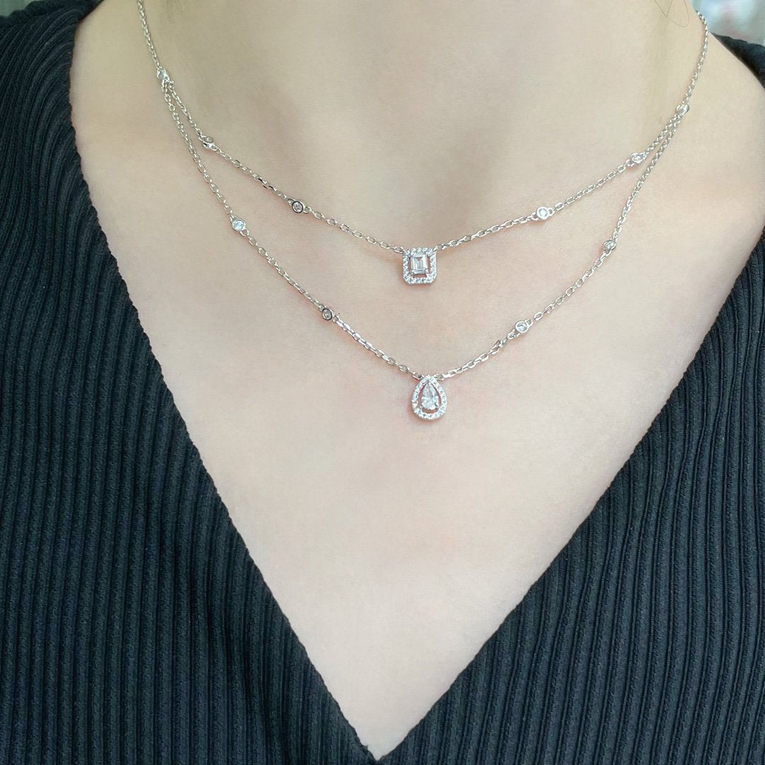 [⭐Seralia]MY TWIN 2 ROW DIAMOND NECKLACE