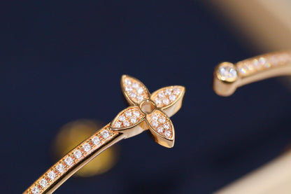 [⭐Seralia]IDYLLE PINK GOLD OPEN BRACELET DIAMOND PAVED