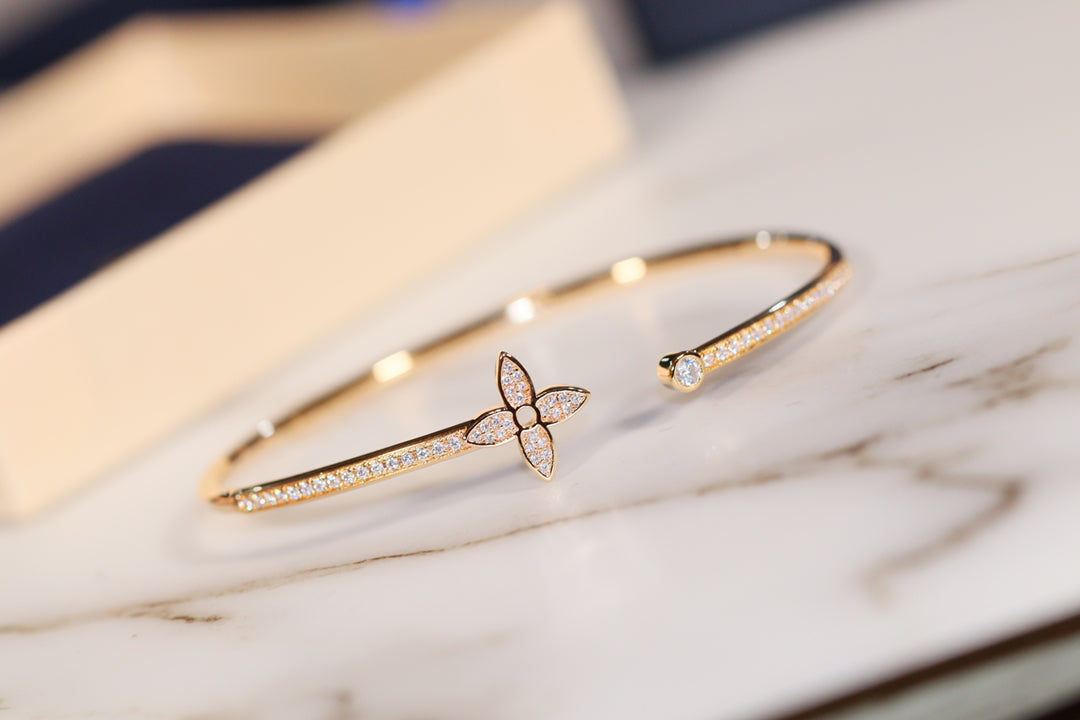 [⭐Seralia]IDYLLE GOLD OPEN BRACELET DIAMOND PAVED