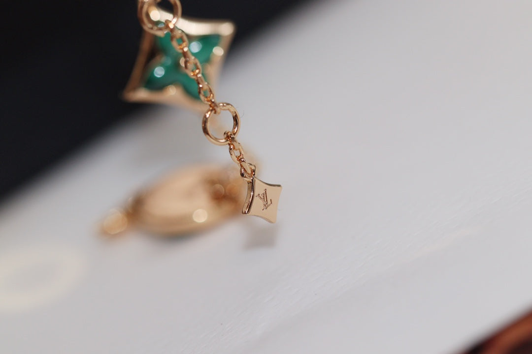 [⭐Seralia]STAR AND SUN 4 MOTIF PINK GOLD MALACHITE BRACELET