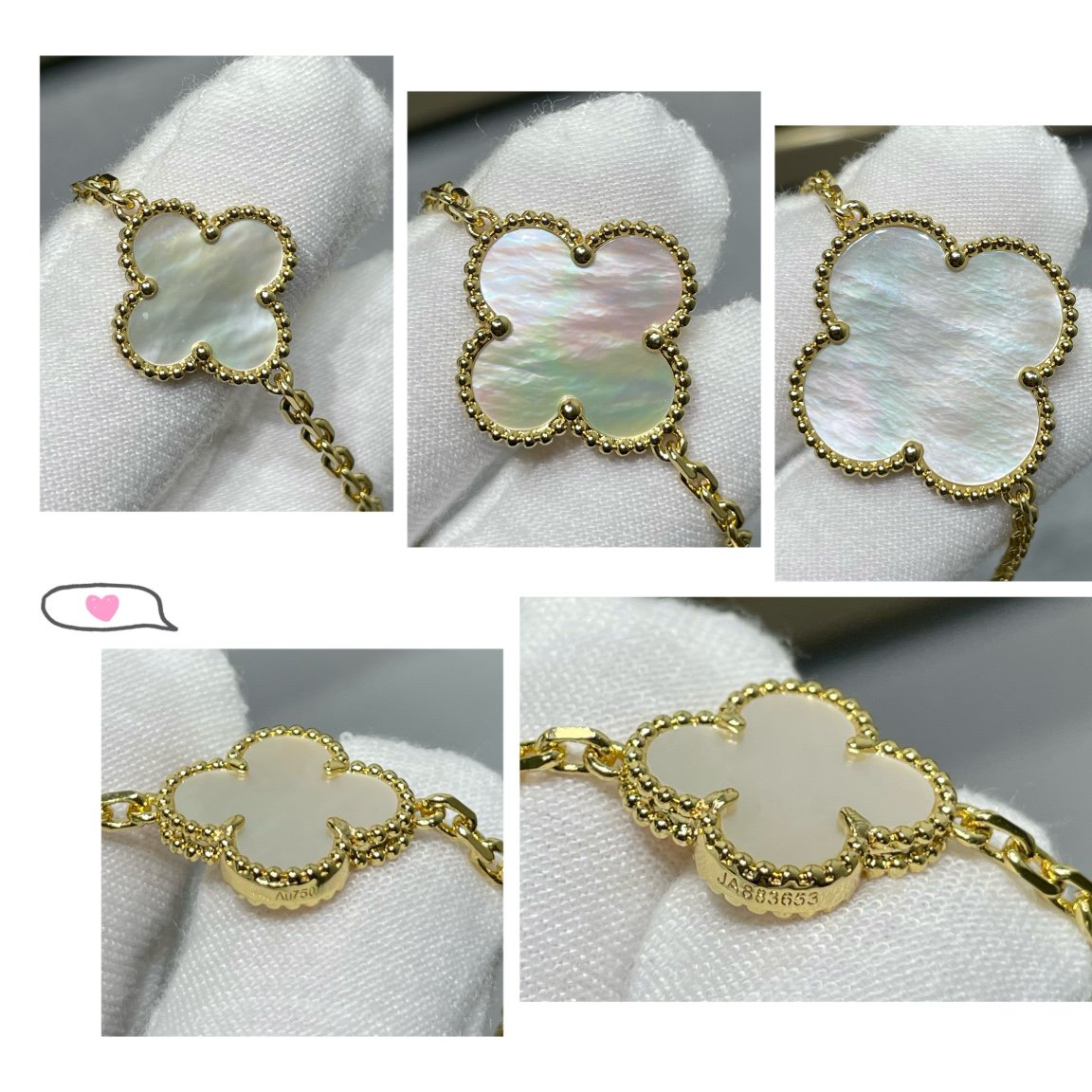 [⭐Seralia]CLOVER 16 MOTIF WHITE MOP GOLD NECKLACE