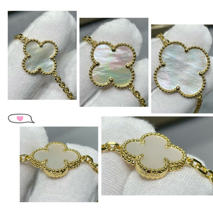 [⭐Seralia]CLOVER 16 MOTIF WHITE MOP GOLD NECKLACE