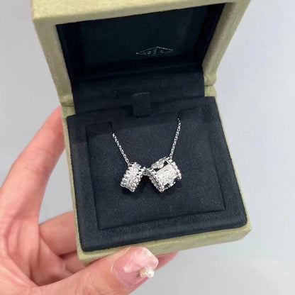 [⭐Seralia]PERLEE DOUBLE PENDANT SILVER DIAMOND NECKLACE