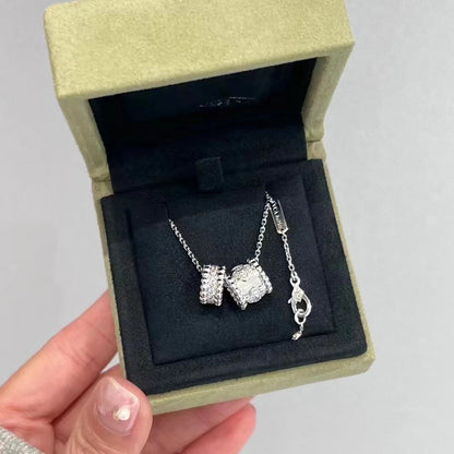 [⭐Seralia]PERLEE DOUBLE PENDANT SILVER DIAMOND NECKLACE