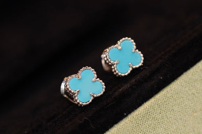 [⭐Seralia]CLOVER MINI TURQUOISE SILVER STUD EARRINGS