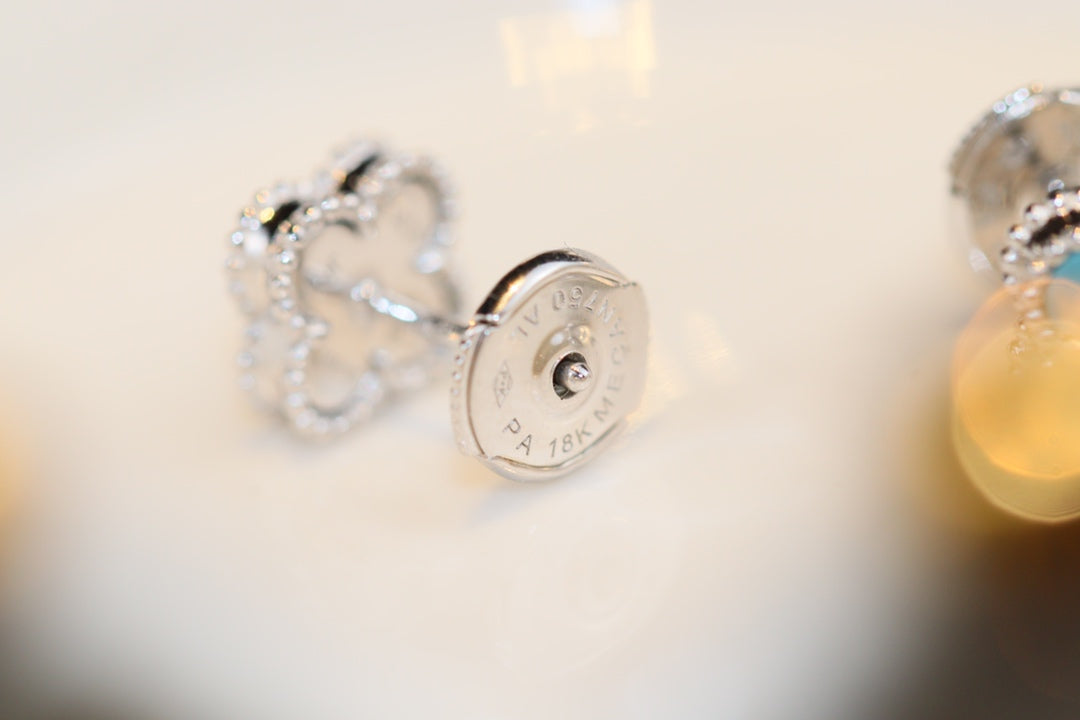 [⭐Seralia]CLOVER MINI TURQUOISE SILVER STUD EARRINGS