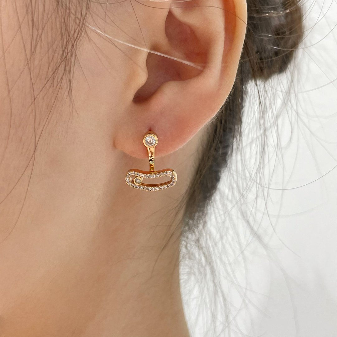 [⭐Seralia]MOVE UNO PINK GOLD DIAMOND EARRINGS
