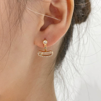 [⭐Seralia]MOVE UNO PINK GOLD DIAMOND EARRINGS