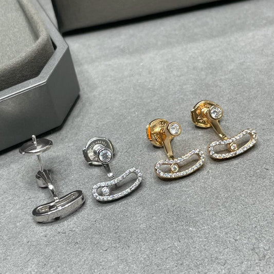 [⭐Seralia]MOVE UNO PINK GOLD DIAMOND EARRINGS