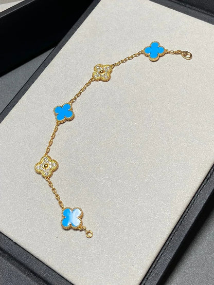 [⭐Seralia] CLOVER 5 MOTIF BLUE AGATE BRACELET COLLECTION