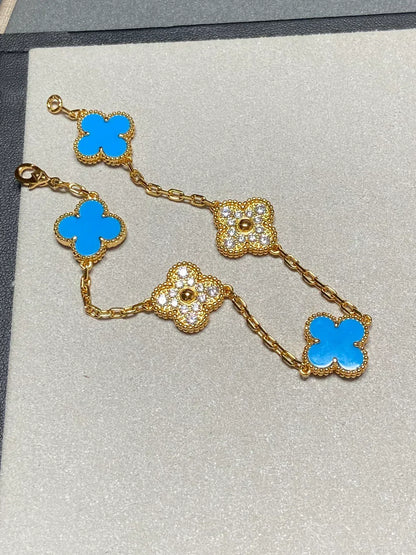 [⭐Seralia] CLOVER 5 MOTIF BLUE AGATE BRACELET COLLECTION