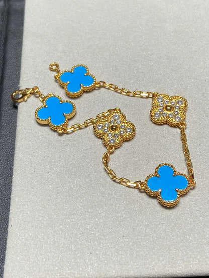 [⭐Seralia] CLOVER 5 MOTIF BLUE AGATE BRACELET COLLECTION