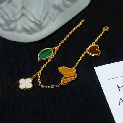 [⭐Seralia]LUCKY SPRING 5 MOTIF GOLD BRACELET