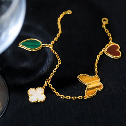[⭐Seralia]LUCKY SPRING 5 MOTIF GOLD BRACELET